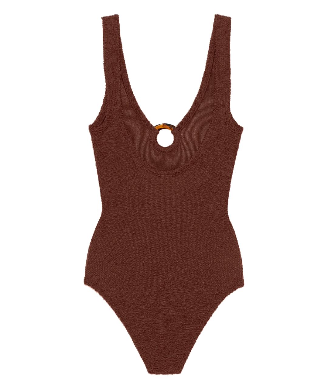HUNZA G Коричневый полиамидовый купальник, фото 3