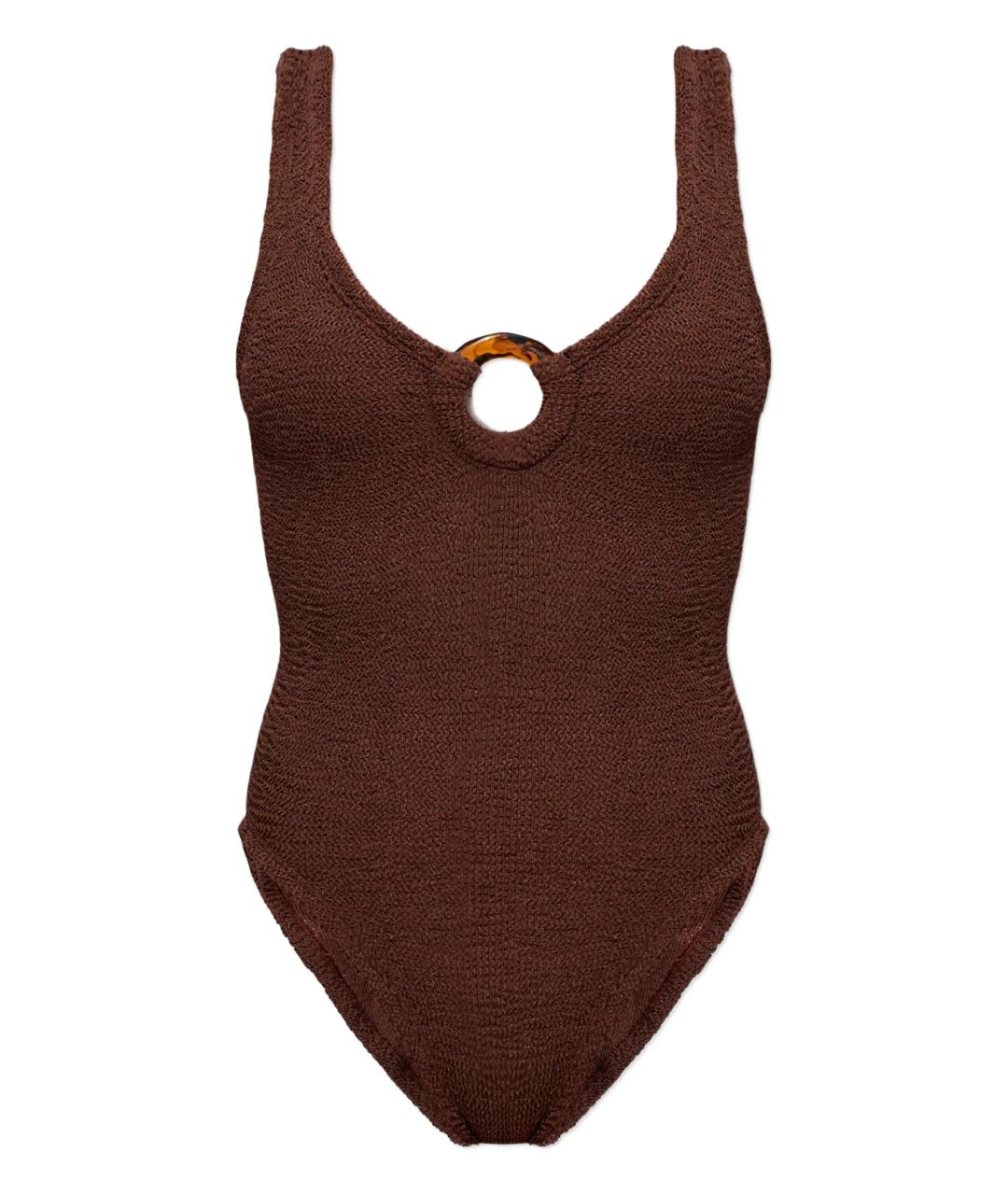 HUNZA G Коричневый полиамидовый купальник, фото 1