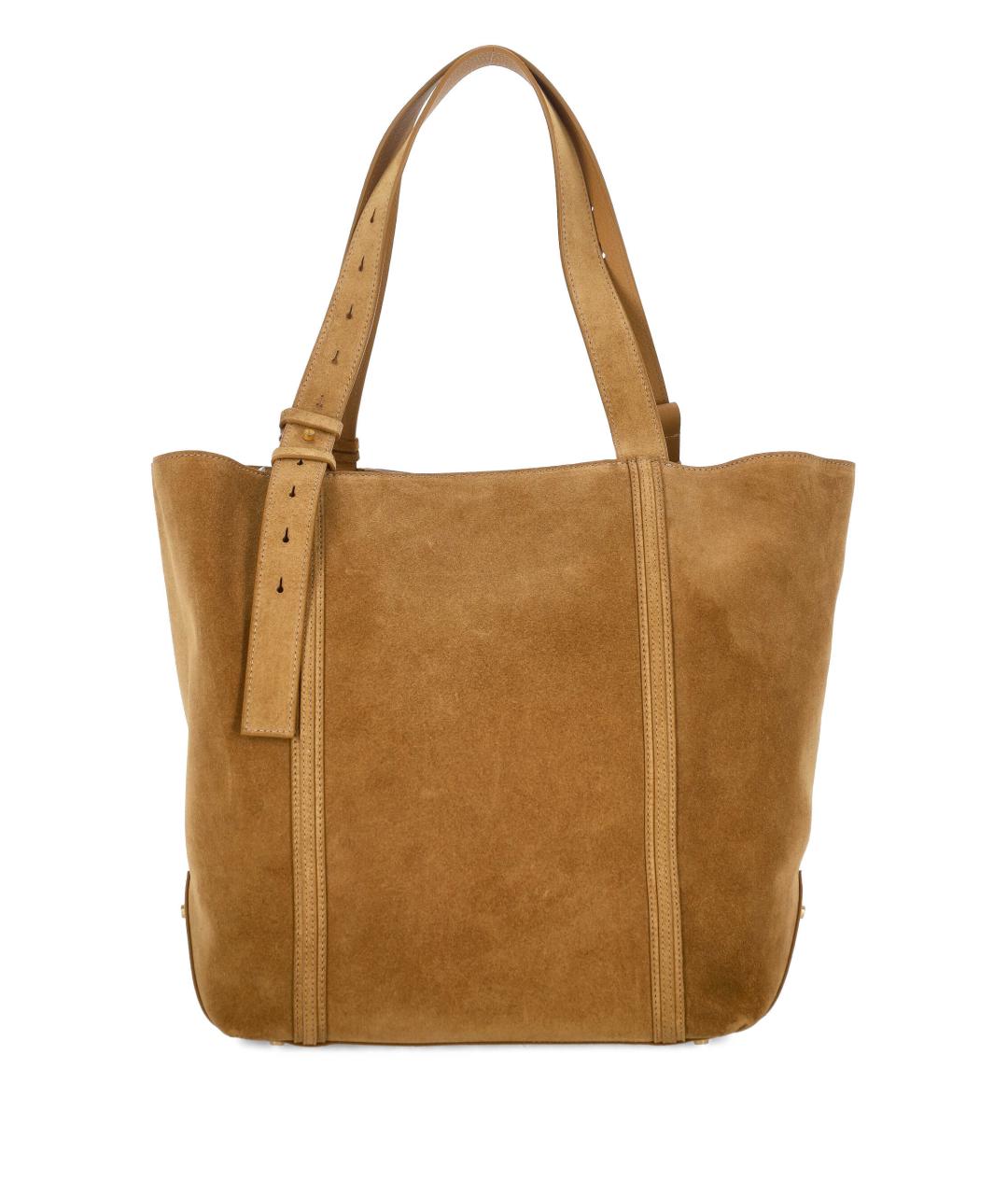 GOLDEN GOOSE DELUXE BRAND Бежевая замшевая сумка тоут, фото 3