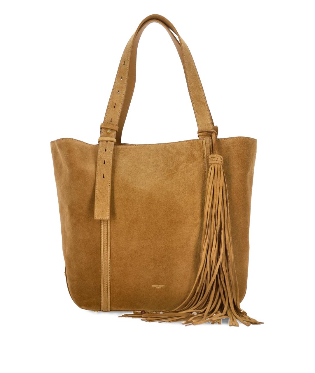 GOLDEN GOOSE DELUXE BRAND Бежевая замшевая сумка тоут, фото 1