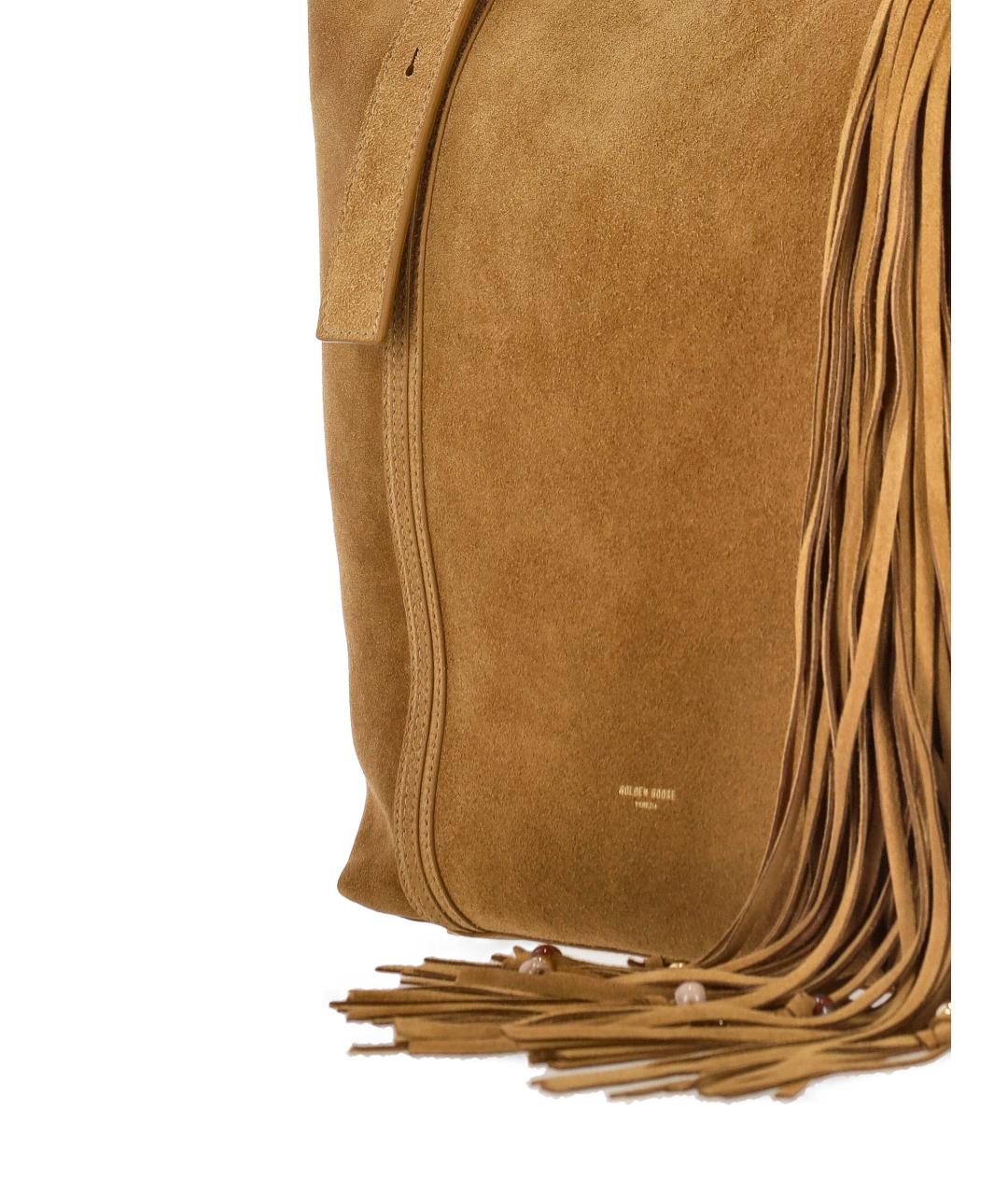 GOLDEN GOOSE DELUXE BRAND Бежевая замшевая сумка тоут, фото 4