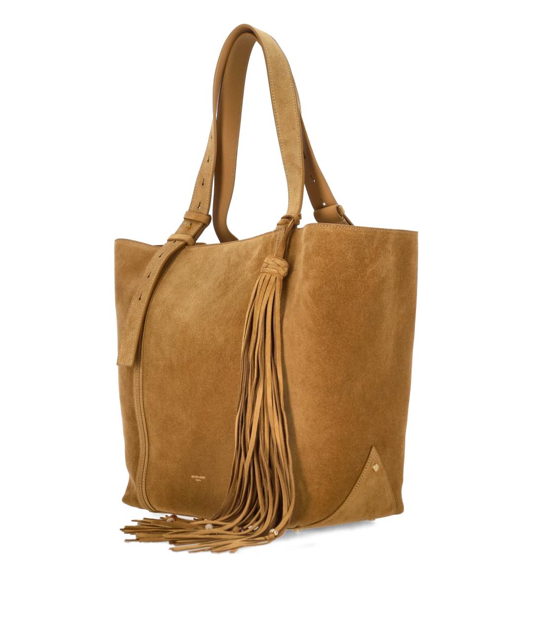 GOLDEN GOOSE DELUXE BRAND Бежевая замшевая сумка тоут, фото 2