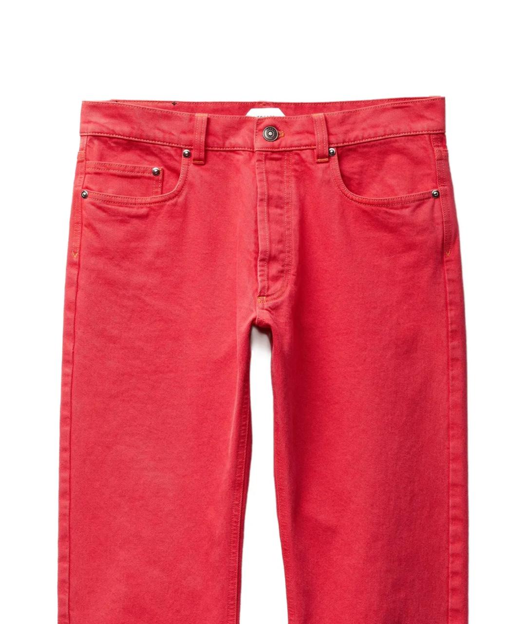 VERSACE Красные хлопковые прямые джинсы, фото 2