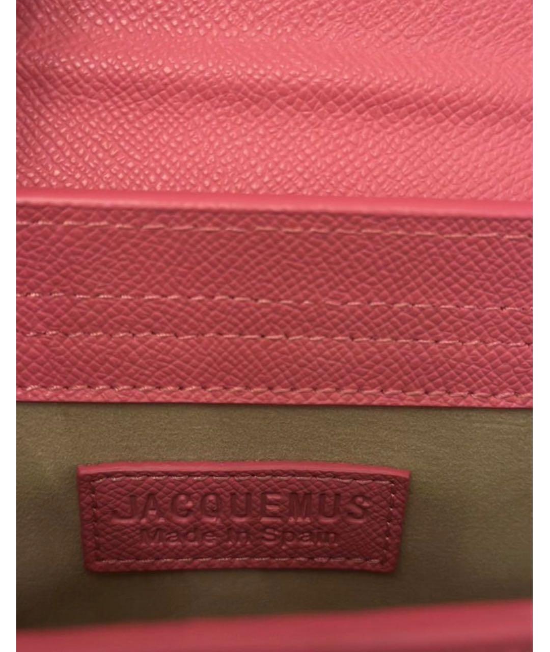 JACQUEMUS Розовая кожаная сумка с короткими ручками, фото 3