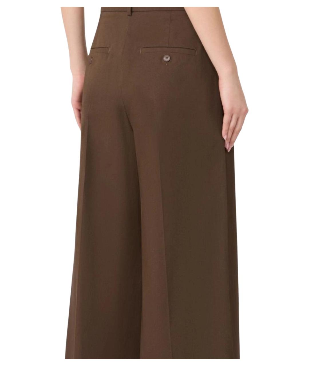 WEEKEND MAX MARA Коричневые хлопковые прямые брюки, фото 3