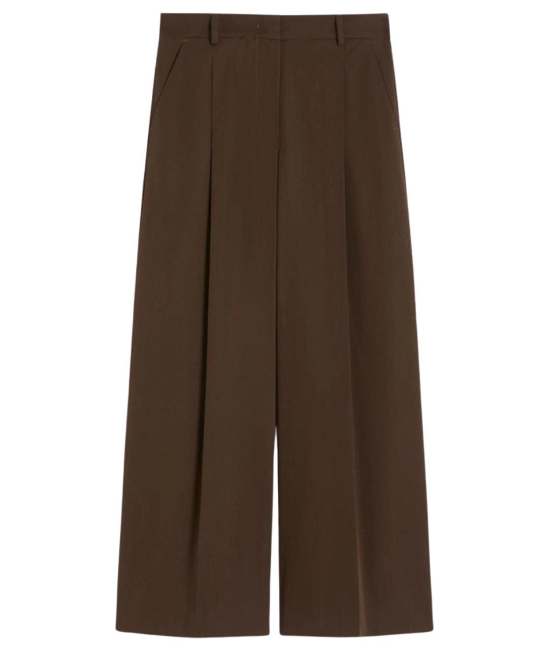 WEEKEND MAX MARA Коричневые хлопковые прямые брюки, фото 1