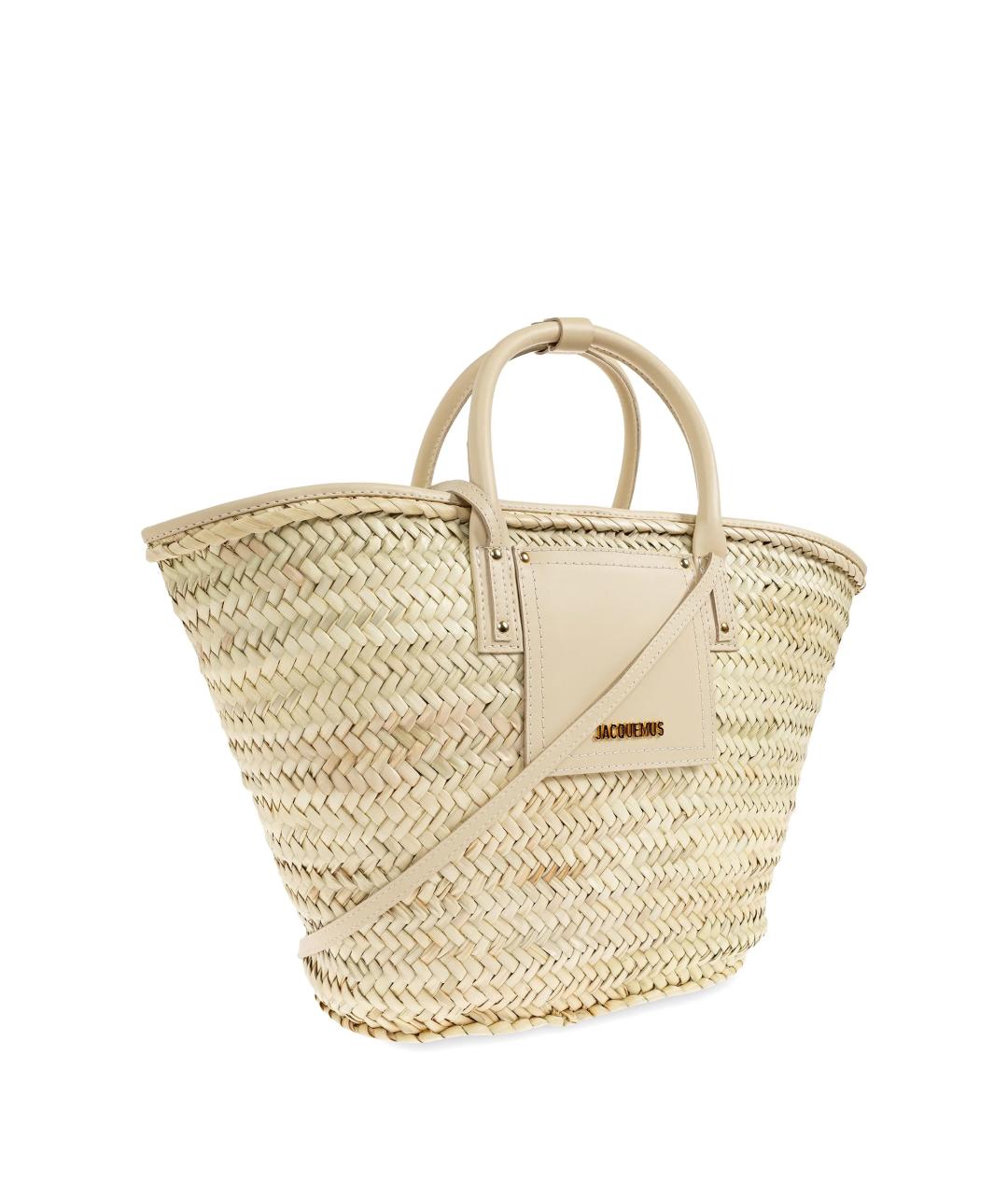 JACQUEMUS Бежевая пелетеная сумка тоут, фото 2