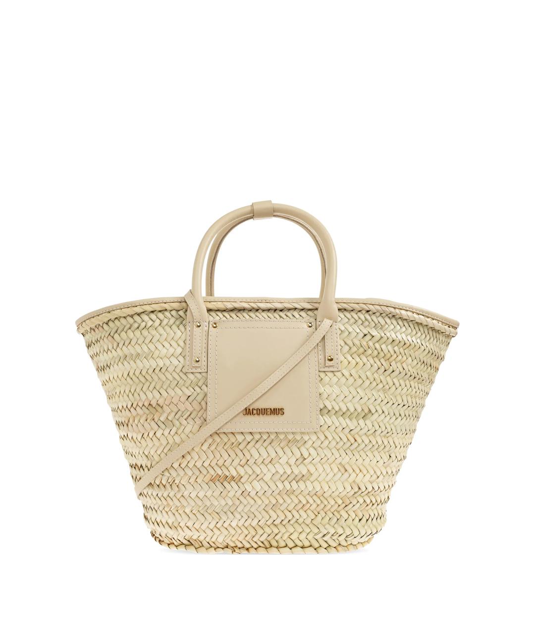 JACQUEMUS Бежевая пелетеная сумка тоут, фото 1
