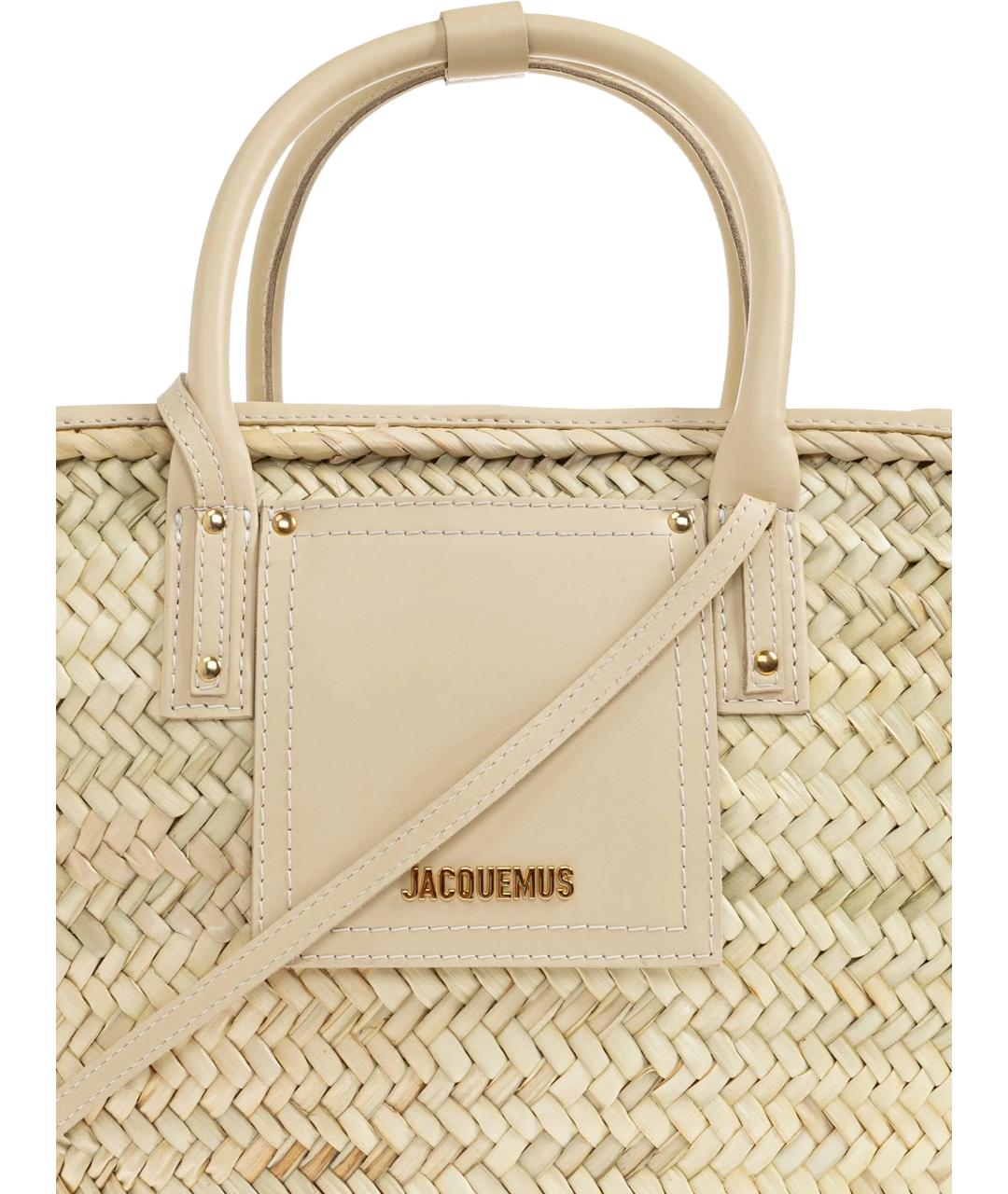 JACQUEMUS Бежевая пелетеная сумка тоут, фото 5