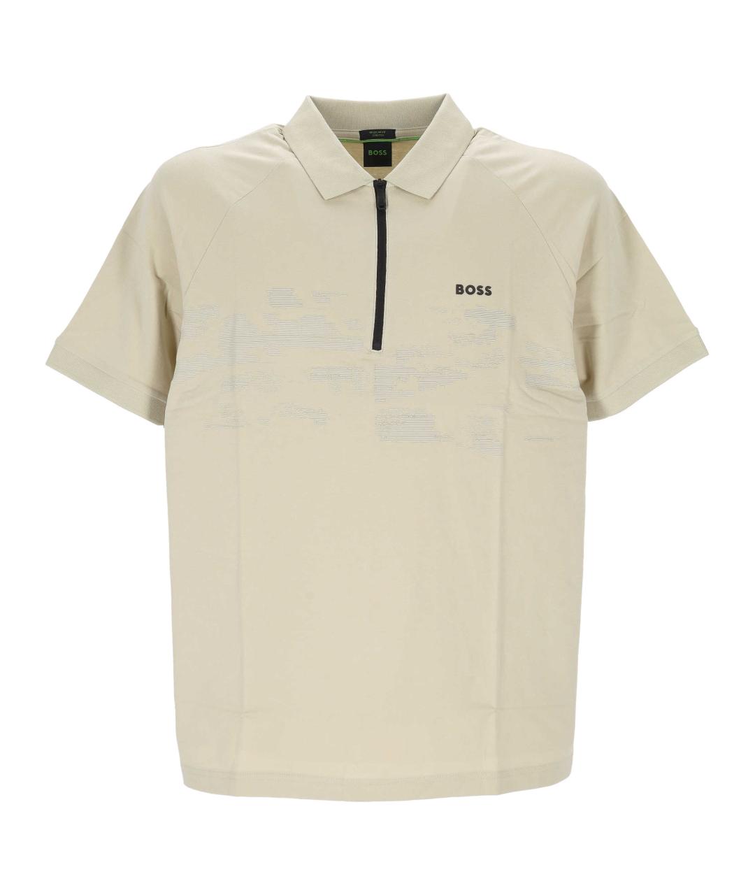 HUGO BOSS Бежевое хлопковое поло с коротким рукавом, фото 1