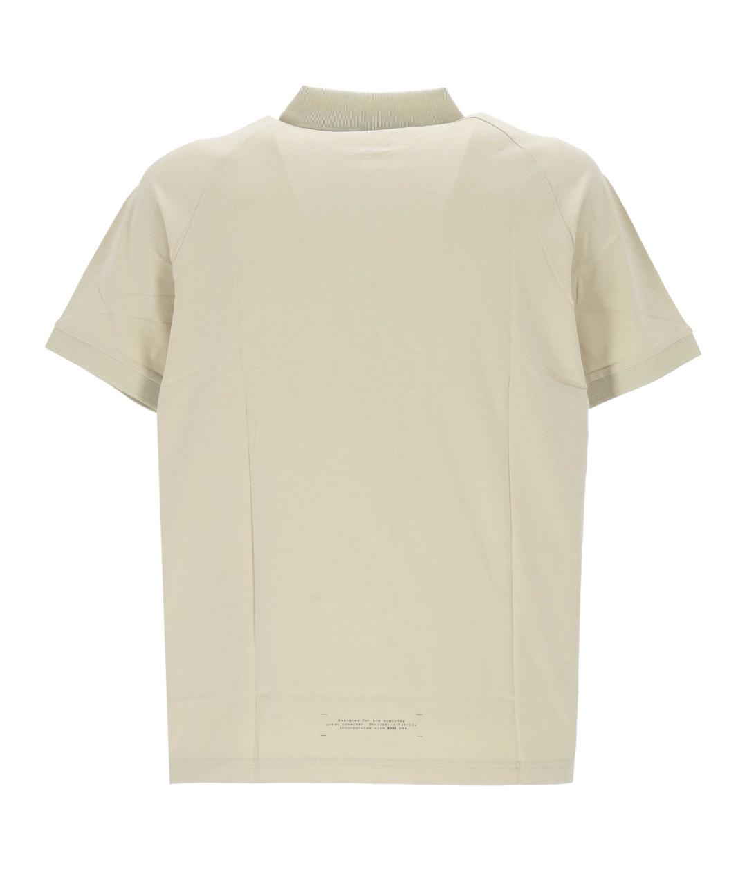 HUGO BOSS Бежевое хлопковое поло с коротким рукавом, фото 3