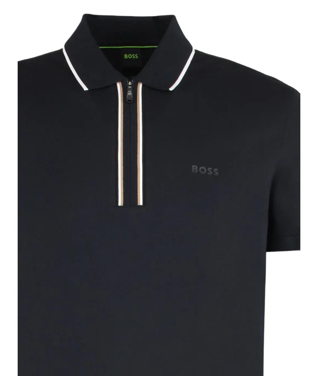 HUGO BOSS Черное хлопковое поло с коротким рукавом, фото 2