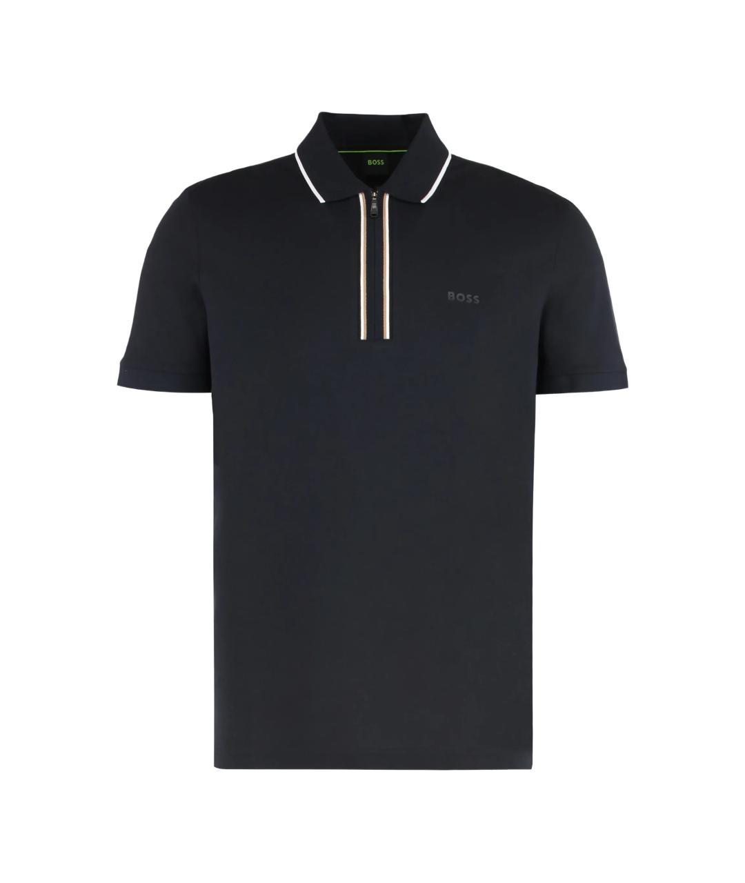 HUGO BOSS Черное хлопковое поло с коротким рукавом, фото 1