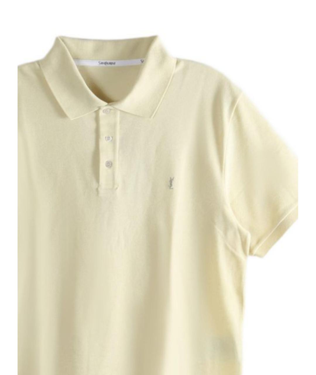 SAINT LAURENT Желтое хлопковое поло с коротким рукавом, фото 2