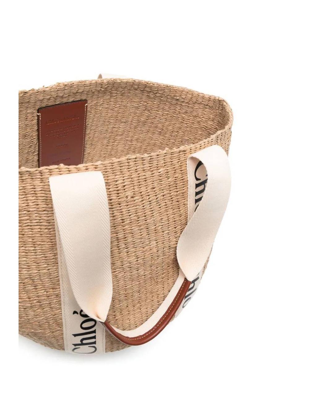 CHLOE Бежевая пелетеная сумка тоут, фото 4