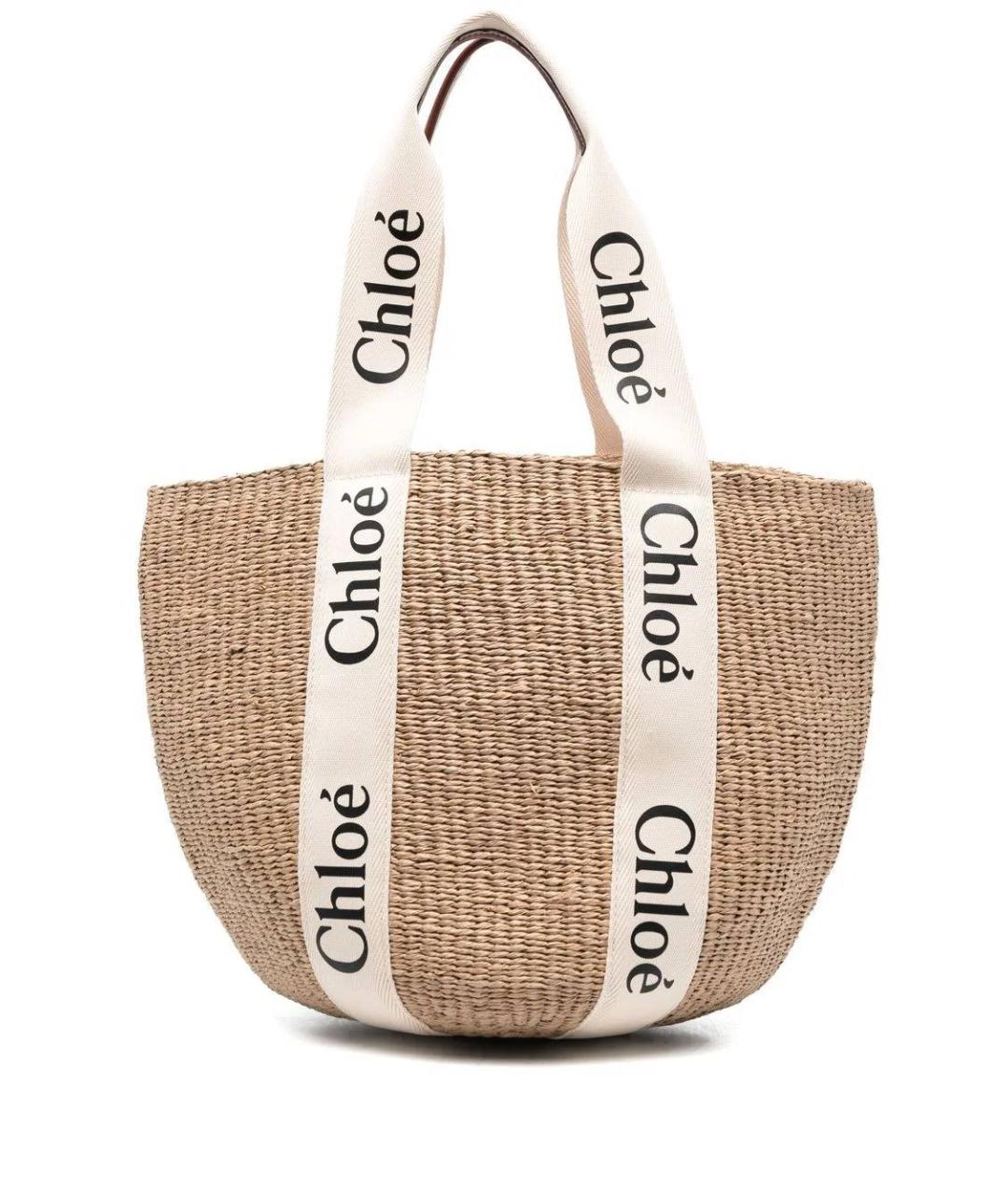 CHLOE Бежевая пелетеная сумка тоут, фото 1