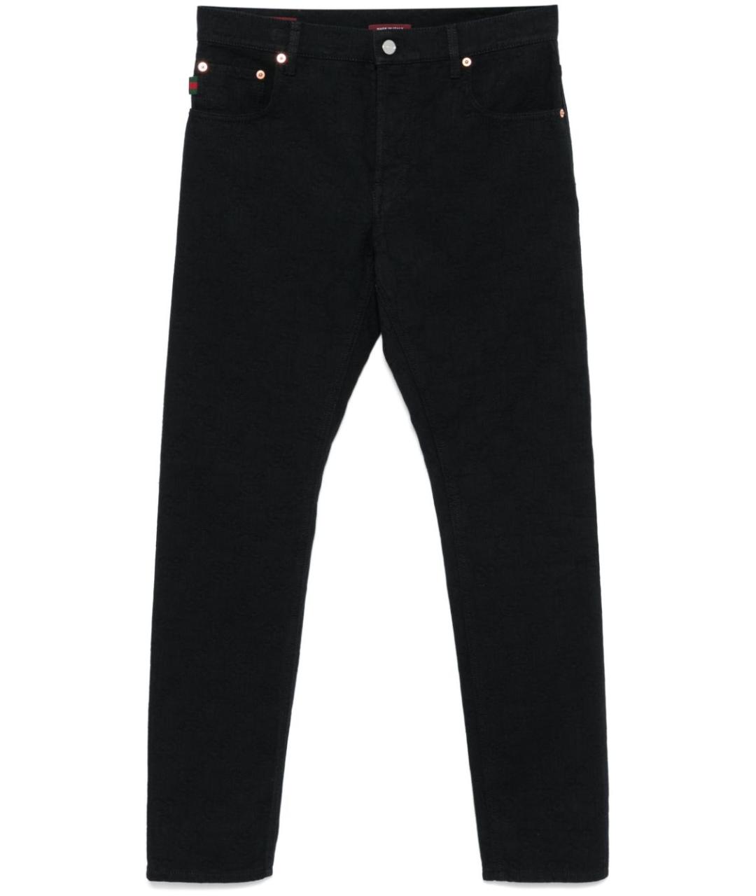 GUCCI Черные хлопковые прямые джинсы, фото 1