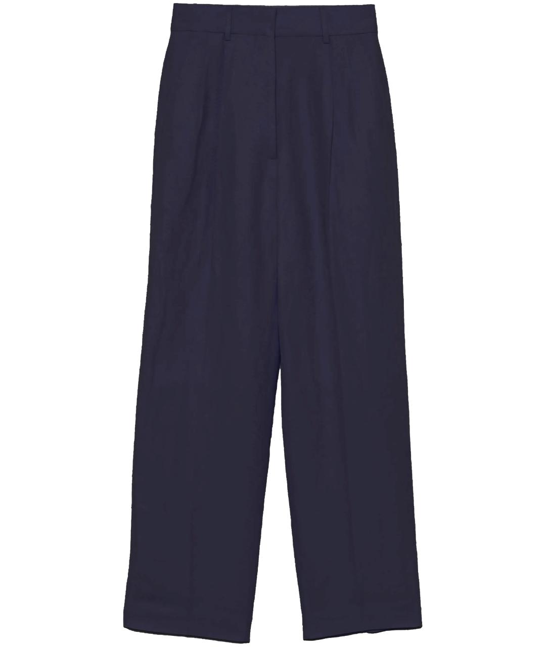 BLAZE MILANO Синие льняные прямые брюки, фото 1