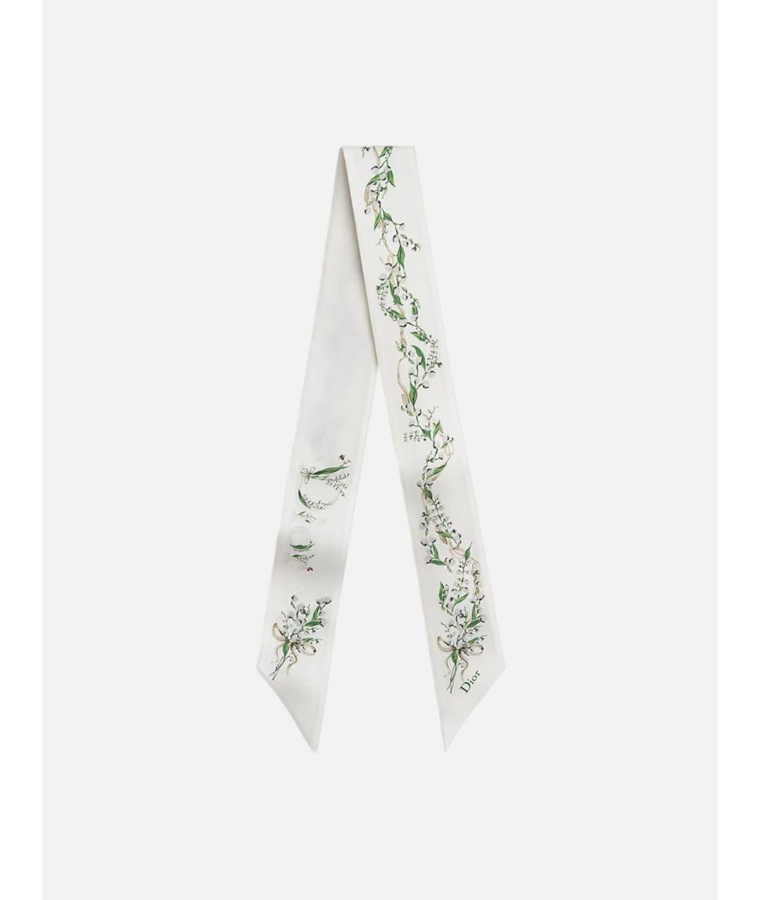 CHRISTIAN DIOR Белый шелковый шарф, фото 3