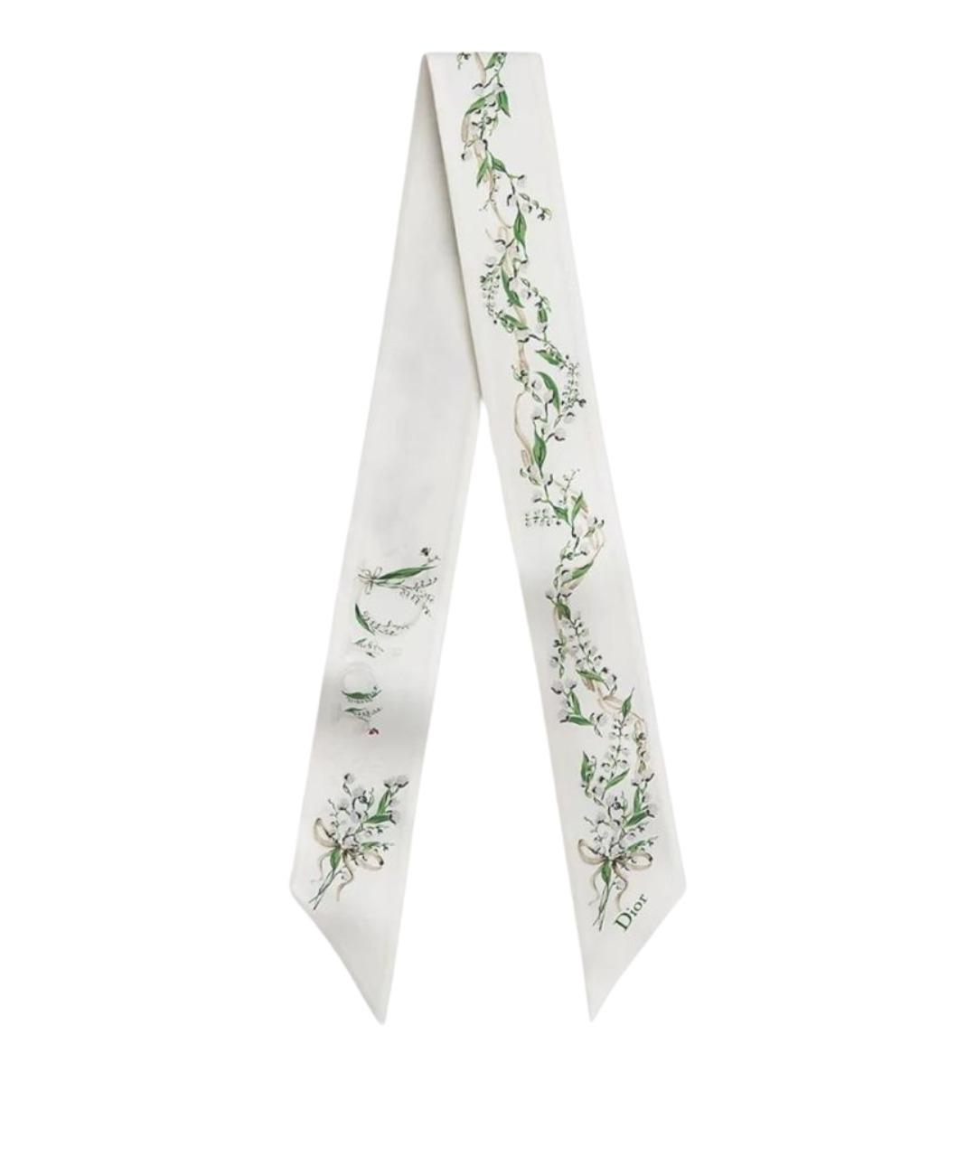 CHRISTIAN DIOR Белый шелковый шарф, фото 1