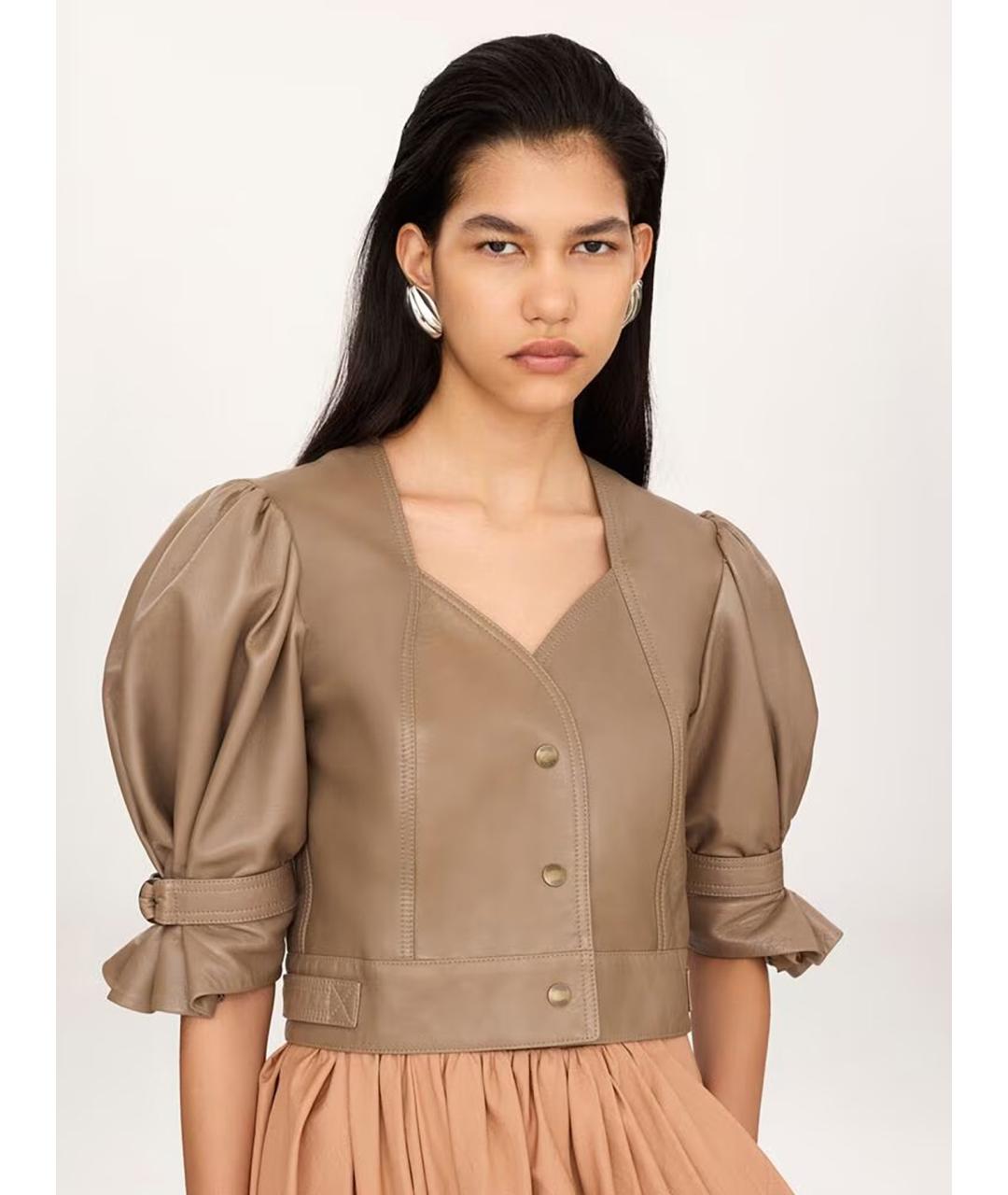 CHLOE Бежевая кожаная куртка, фото 3