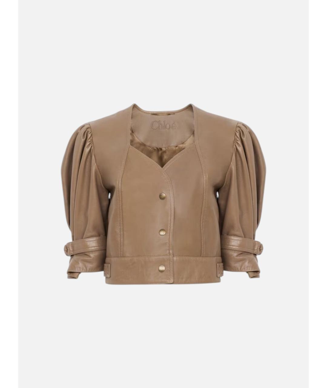 CHLOE Бежевая кожаная куртка, фото 5