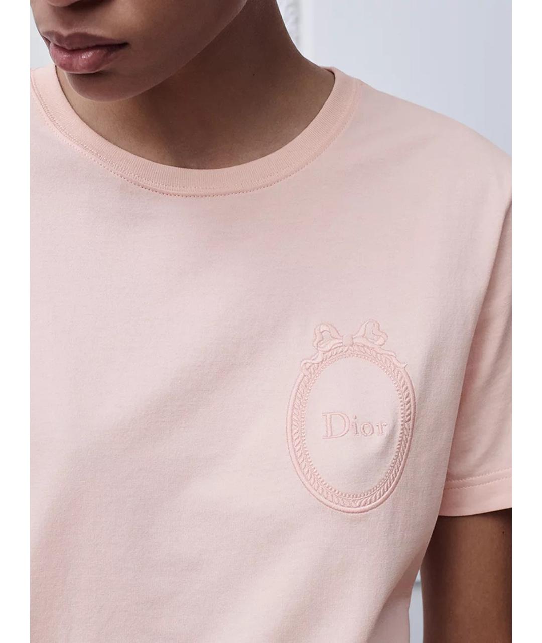 CHRISTIAN DIOR Розовая хлопковая футболка, фото 3