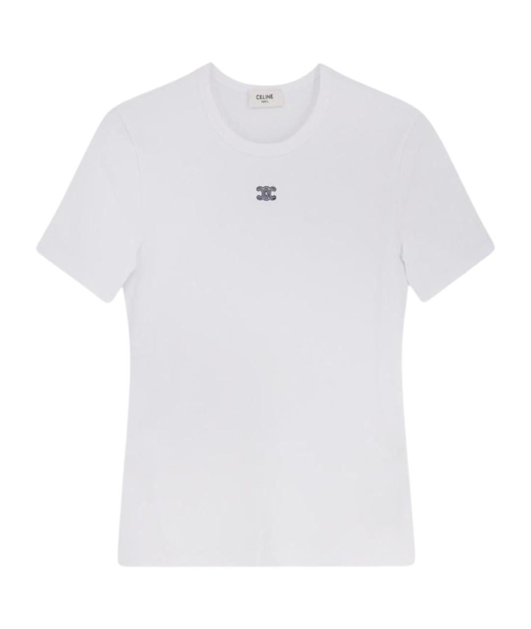 CELINE Белая хлопковая футболка, фото 1