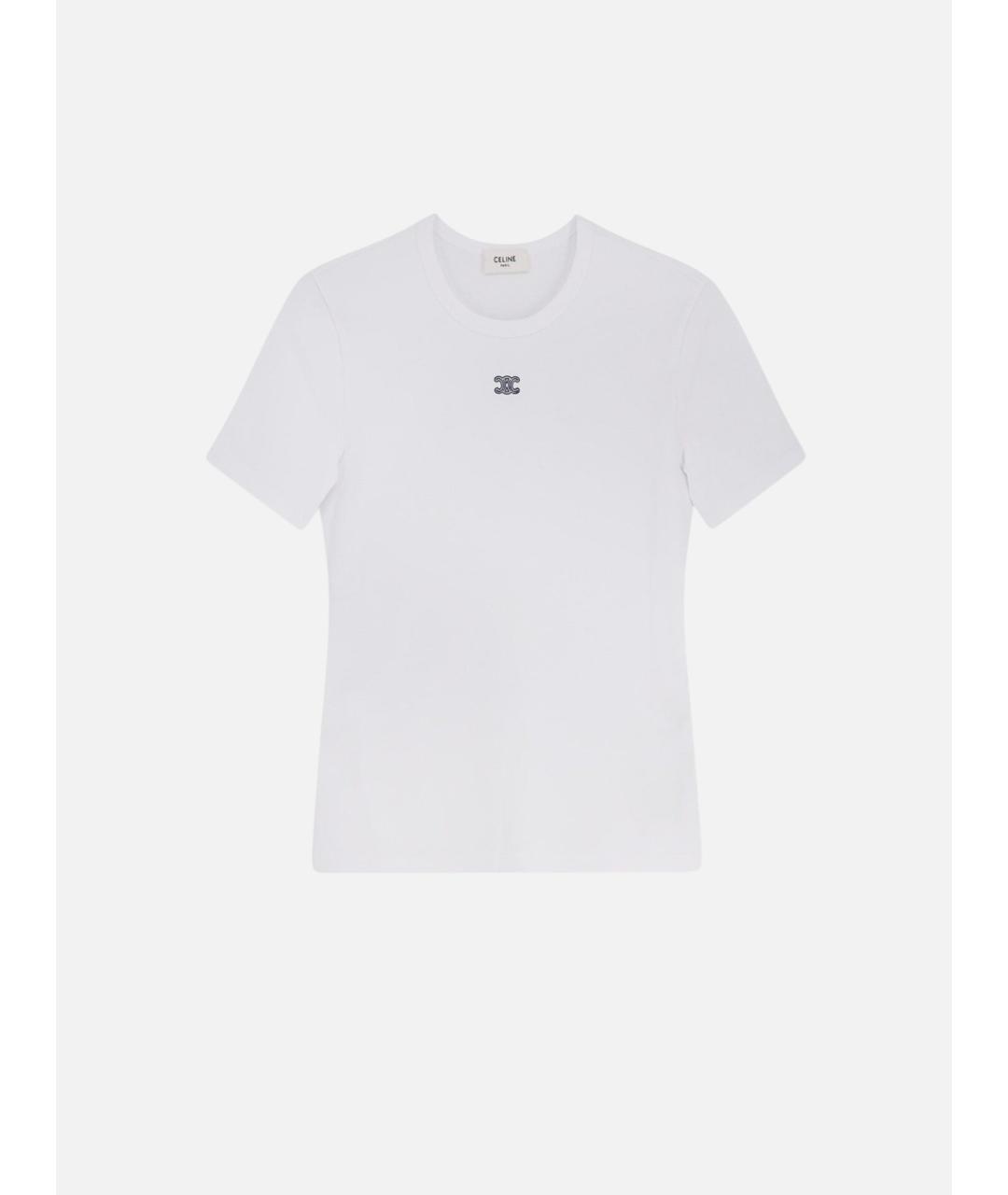 CELINE Белая хлопковая футболка, фото 3