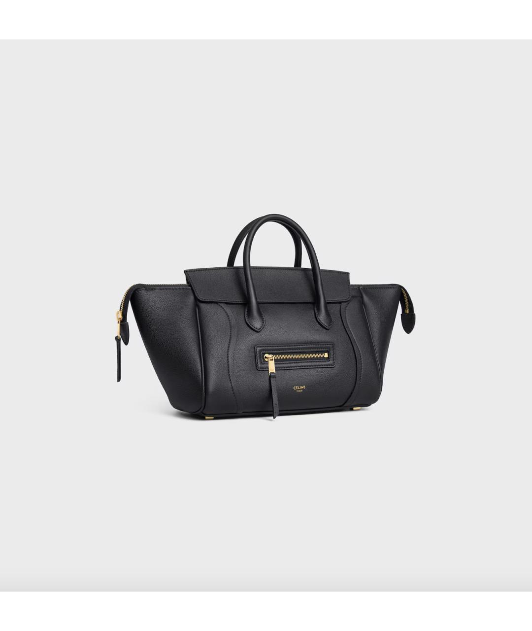 CELINE Черная кожаная сумка тоут, фото 4