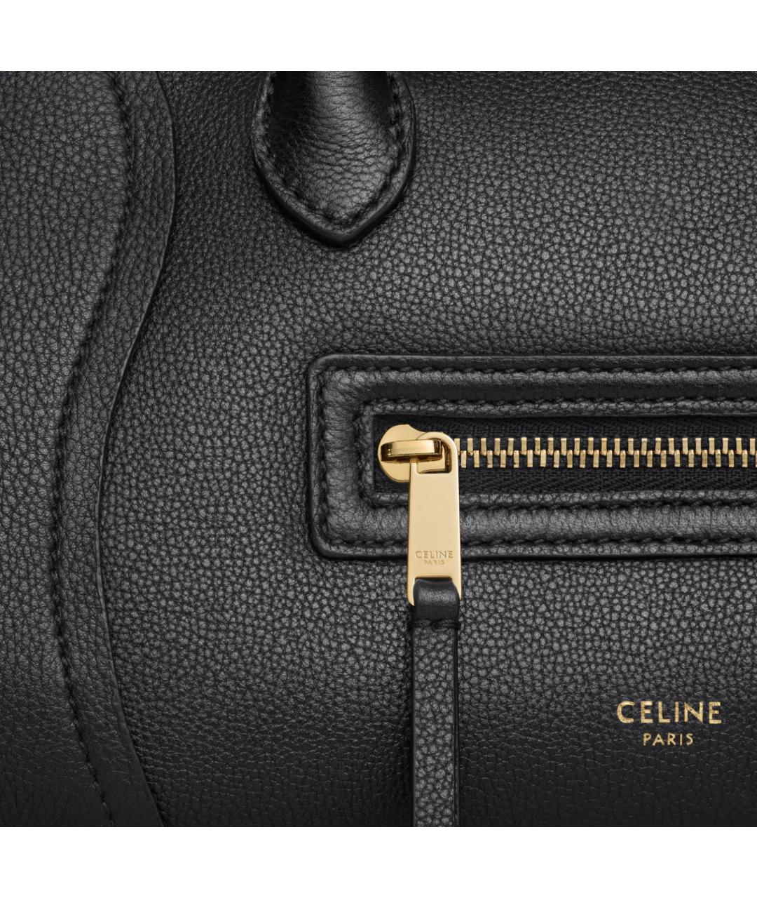 CELINE Черная кожаная сумка тоут, фото 6