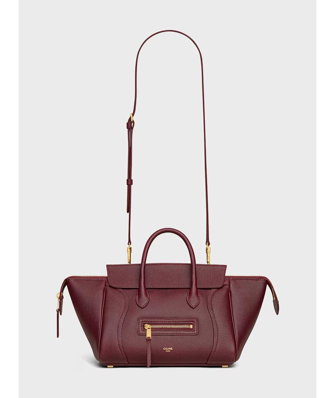 CELINE Бордовая кожаная сумка через плечо, фото 3