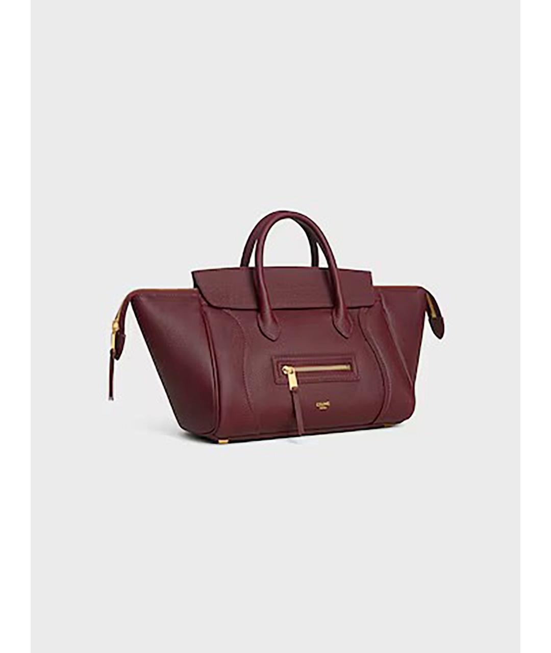 CELINE Бордовая кожаная сумка через плечо, фото 2