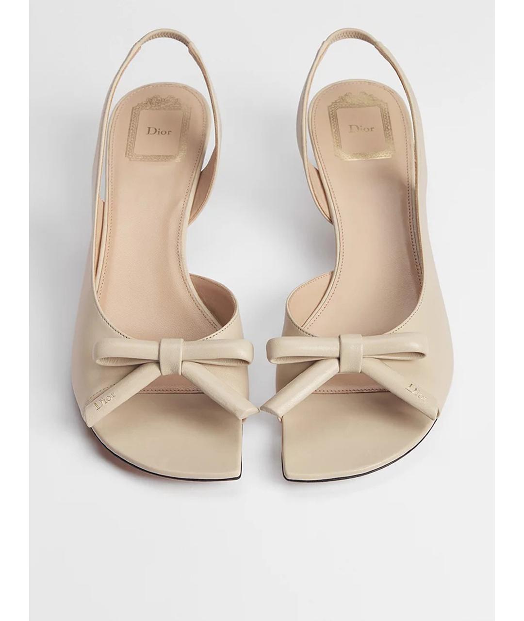 CHRISTIAN DIOR Бежевые кожаные сандалии, фото 3