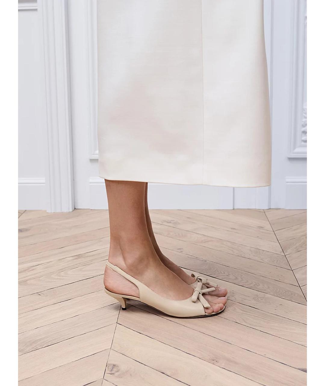 CHRISTIAN DIOR Бежевые кожаные сандалии, фото 2