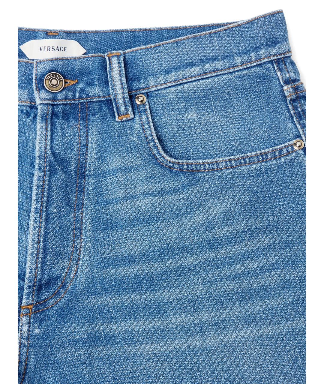 VERSACE Синие хлопковые прямые джинсы, фото 2