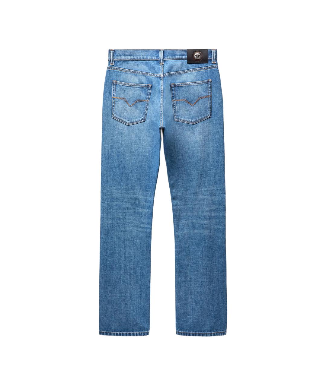 VERSACE Синие хлопковые прямые джинсы, фото 3