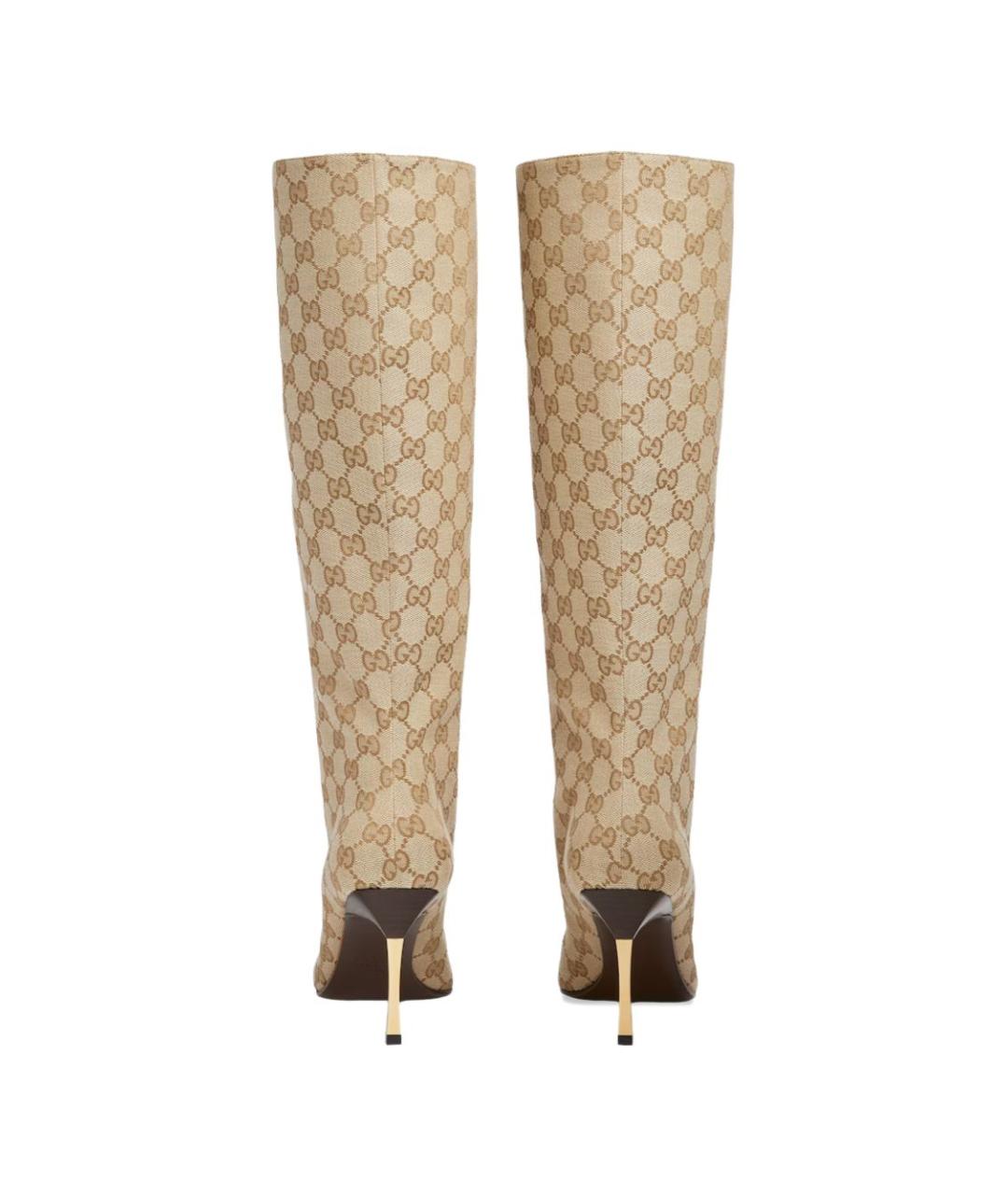 GUCCI Бежевые текстильные сапоги, фото 3