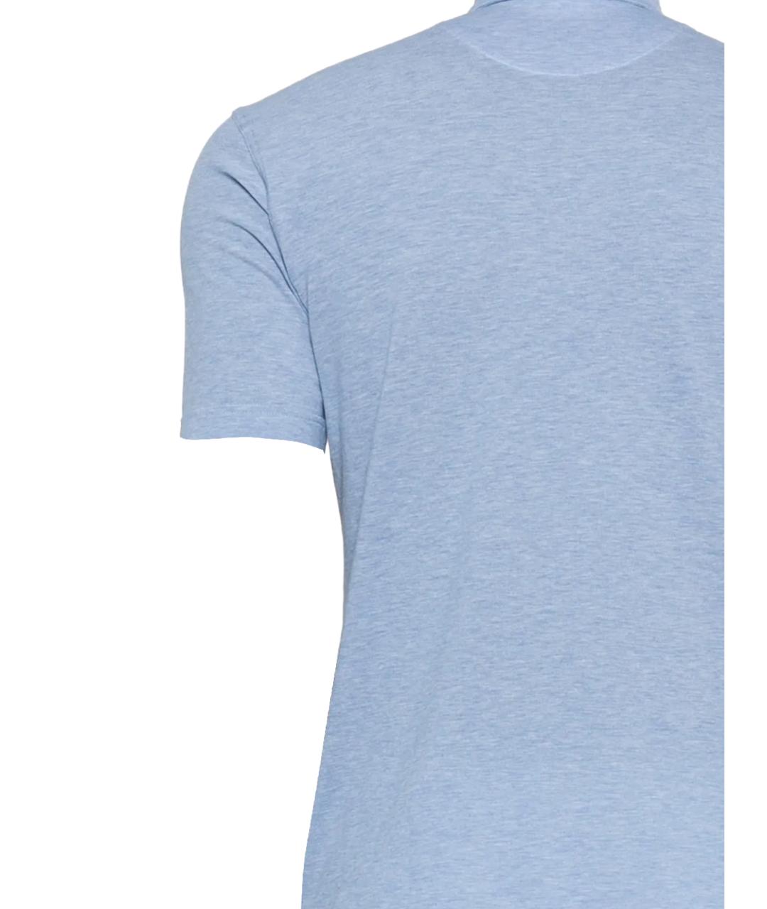 BARBA Голубое хлопковое поло с коротким рукавом, фото 3