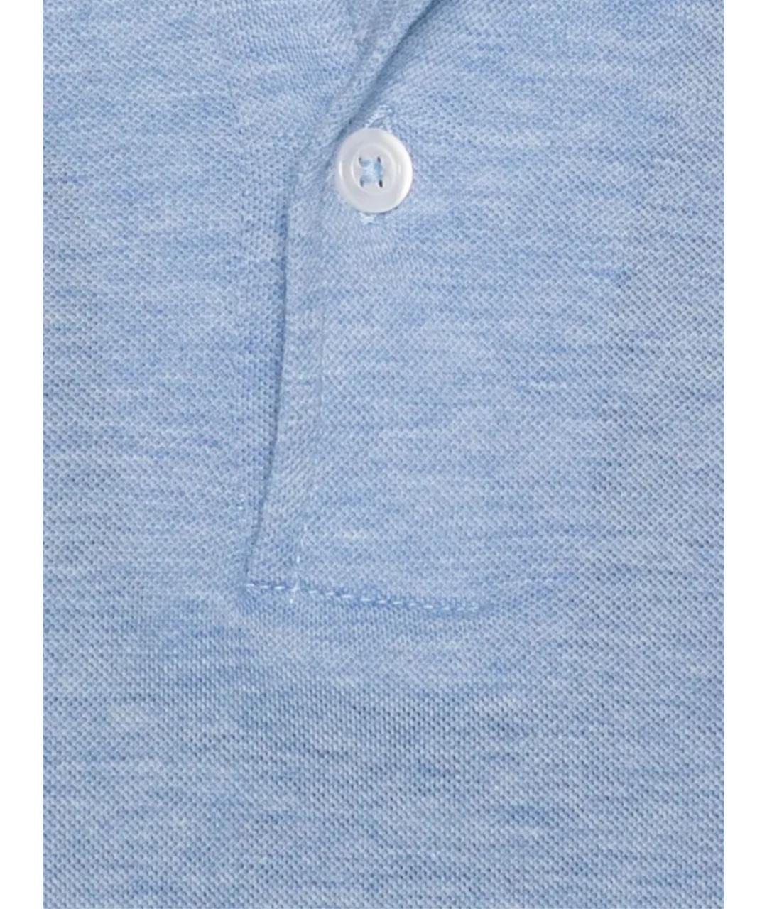 BARBA Голубое хлопковое поло с коротким рукавом, фото 2