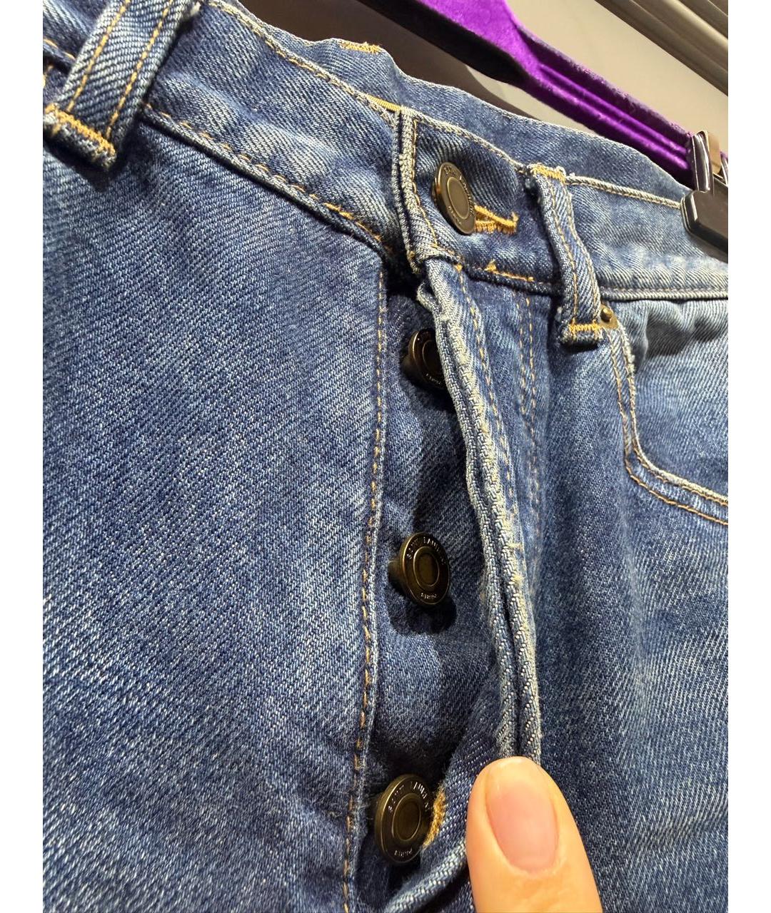 SAINT LAURENT Синие хлопковые прямые джинсы, фото 3