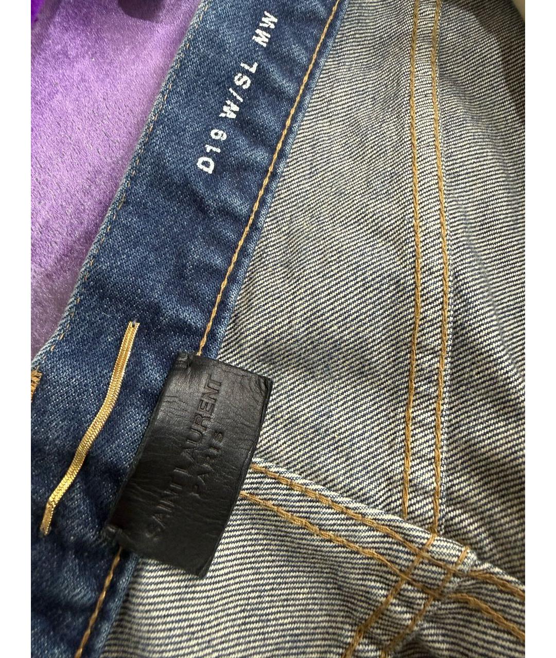 SAINT LAURENT Синие хлопковые прямые джинсы, фото 5