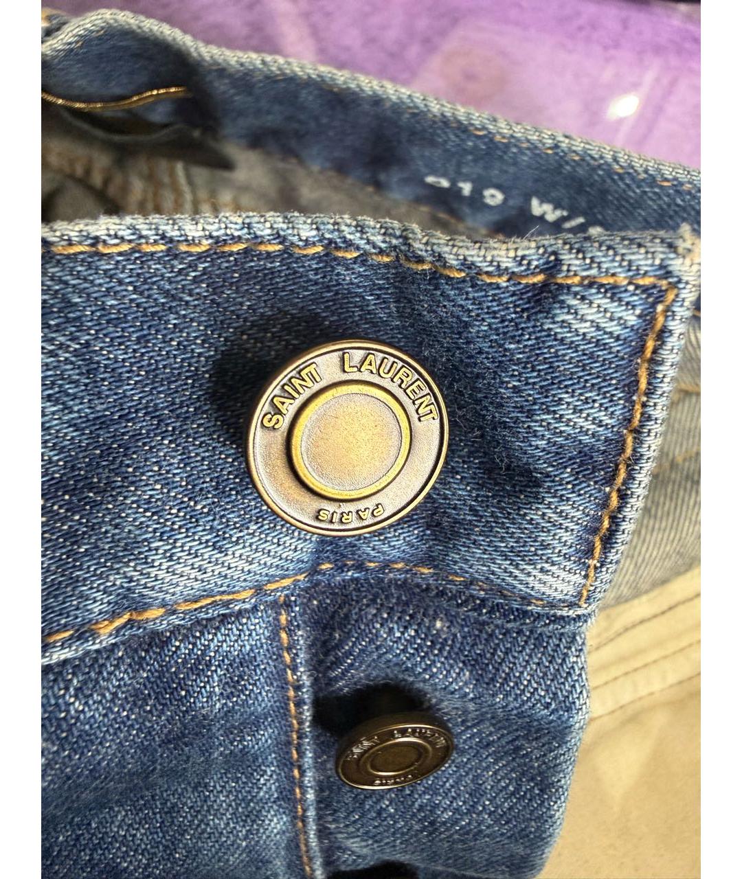 SAINT LAURENT Синие хлопковые прямые джинсы, фото 6