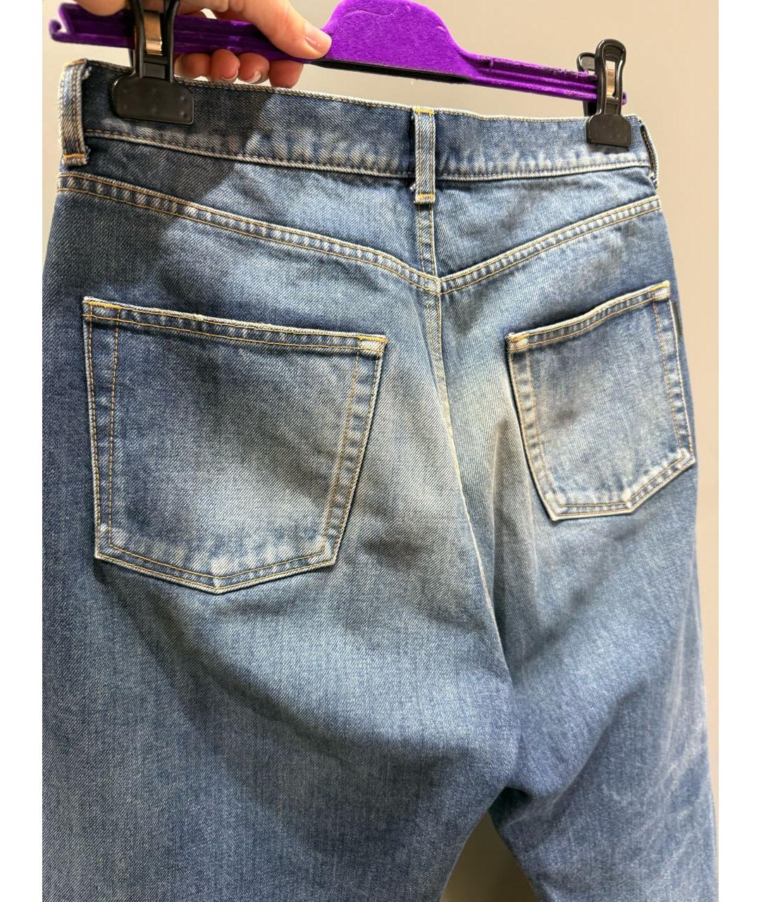 SAINT LAURENT Синие хлопковые прямые джинсы, фото 2