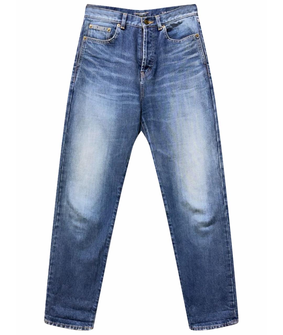 SAINT LAURENT Синие хлопковые прямые джинсы, фото 1