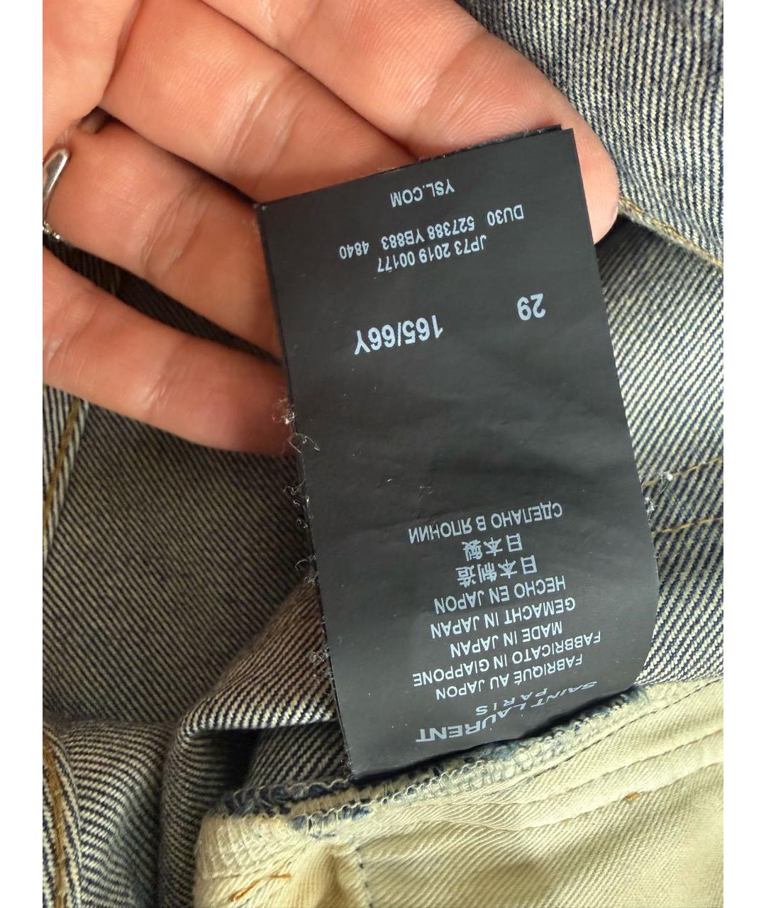 SAINT LAURENT Синие хлопковые прямые джинсы, фото 4