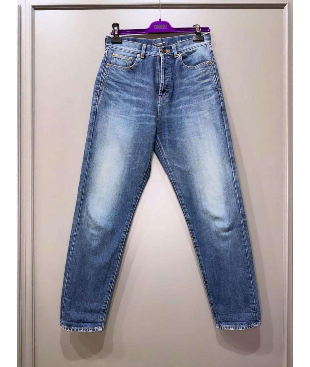 SAINT LAURENT Синие хлопковые прямые джинсы, фото 7