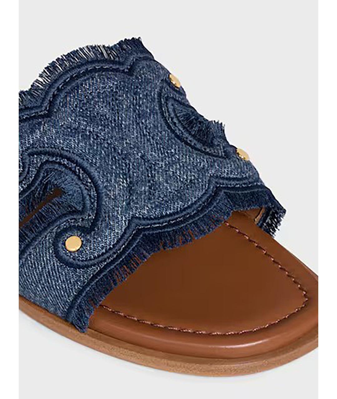 CELINE Синие кожаные шлепанцы, фото 3