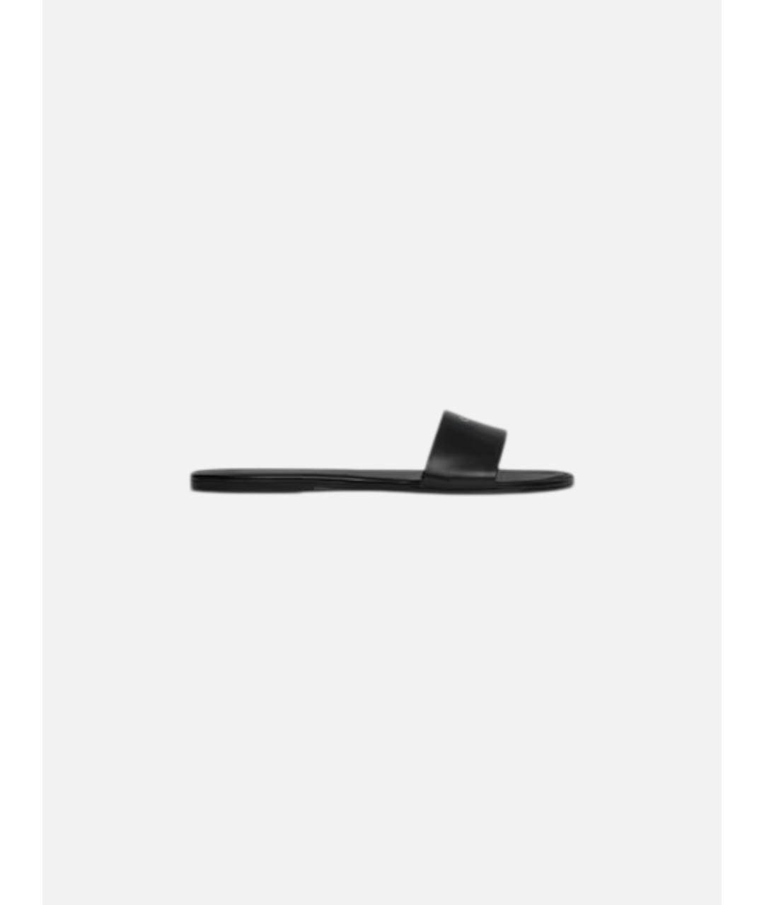 CELINE Черные кожаные шлепанцы, фото 4