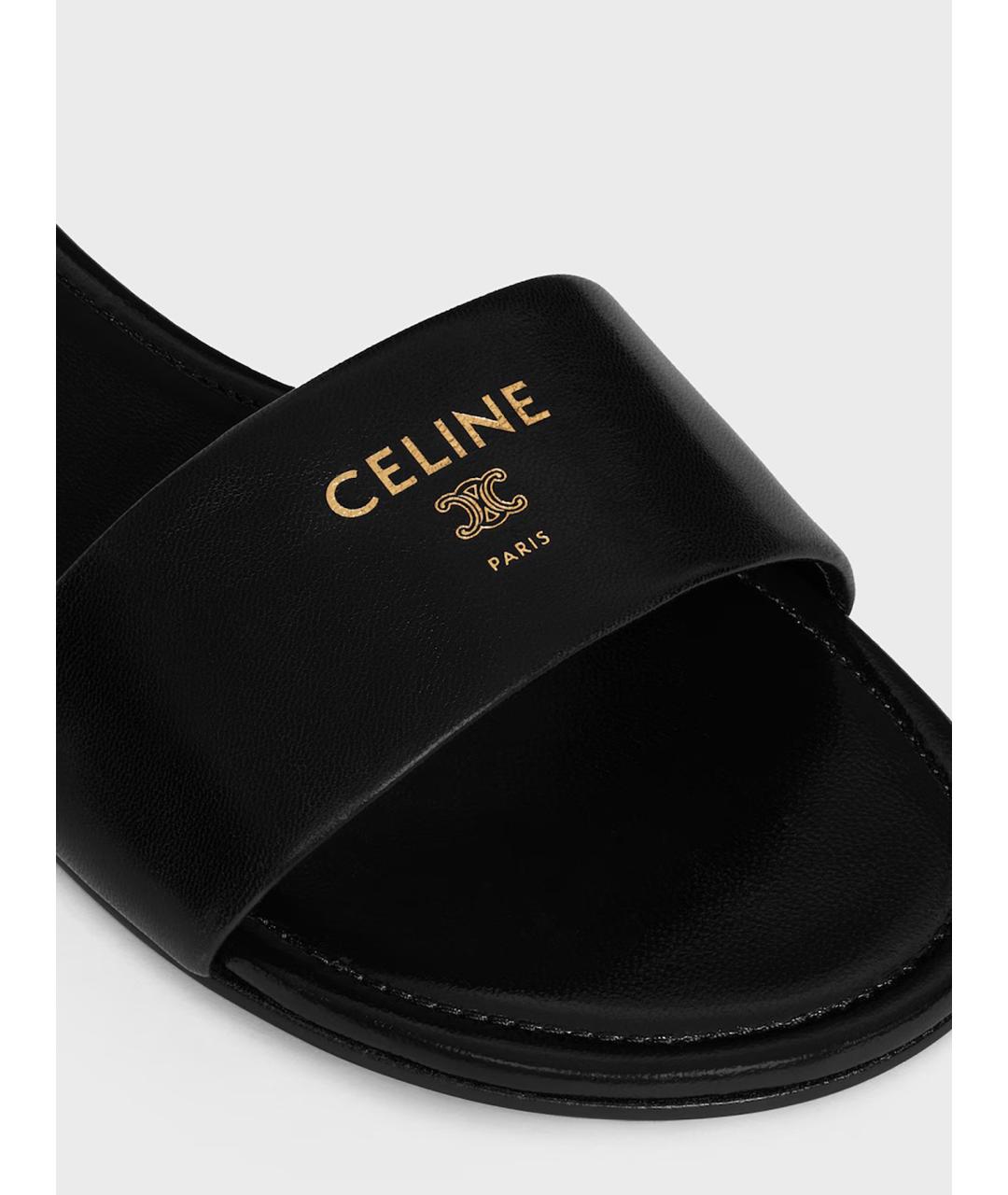 CELINE Черные кожаные шлепанцы, фото 3